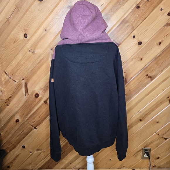 Wanakome Sweatshirt Bison Hoodie Mens XL Black Red Pullover Thick Chunky Collar - Picture 4 of 7